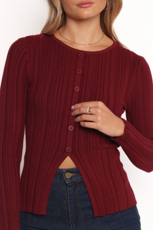 Hatte Cardigan Top – Dark Cherry