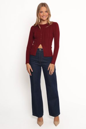 Hatte Cardigan Top – Dark Cherry