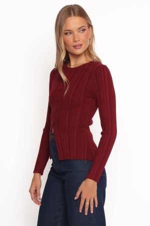 Hatte Cardigan Top – Dark Cherry