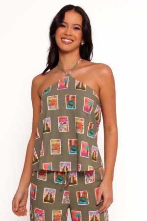Henri Halter Top – Olive Print