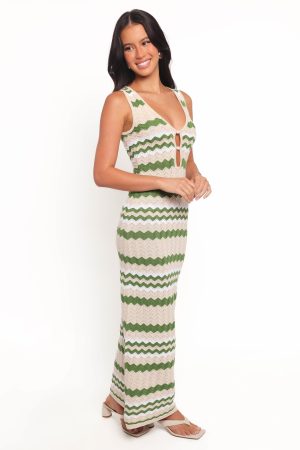 Hubert Midi Dress – Khaki Multi