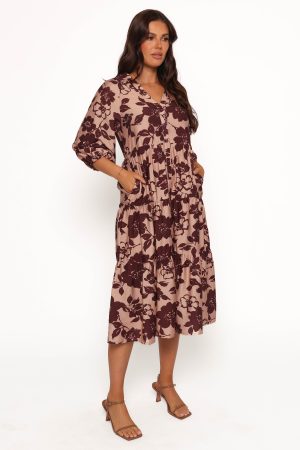 Isaac Maxi Dress – Brown Floral