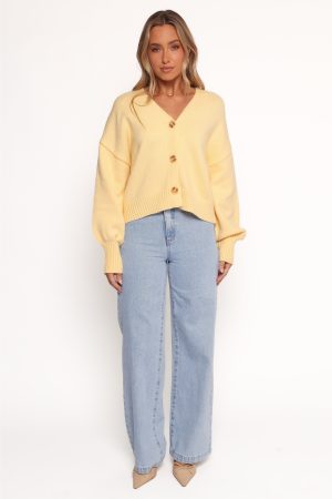 Isabel Button Front Cardigan – Yellow