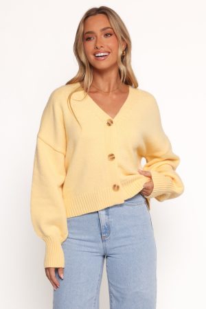 Isabel Button Front Cardigan – Yellow