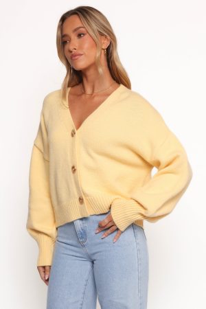 Isabel Button Front Cardigan – Yellow