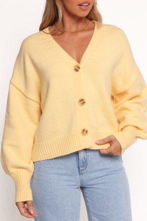 Isabel Button Front Cardigan – Yellow