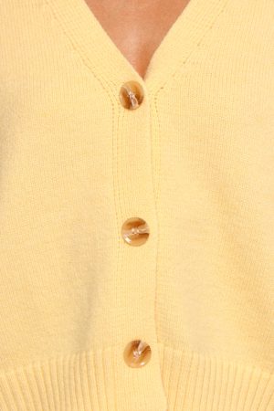Isabel Button Front Cardigan – Yellow
