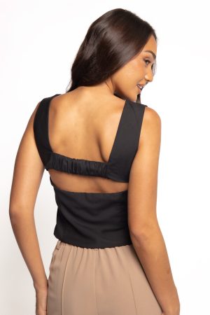Janaina Open Back Top – Black