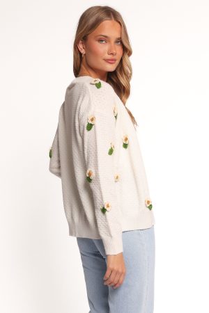 Jazzie Ditsy Flower Cardigan – White