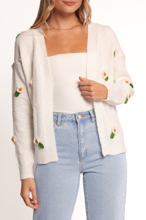 Jazzie Ditsy Flower Cardigan – White