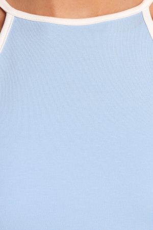 Jazzie Knit Tank – White Pale Blue