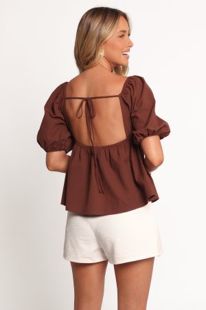 Jemima Puff Sleeve Top – Chocolate