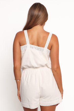 Joanina Lace Trim Romper – White