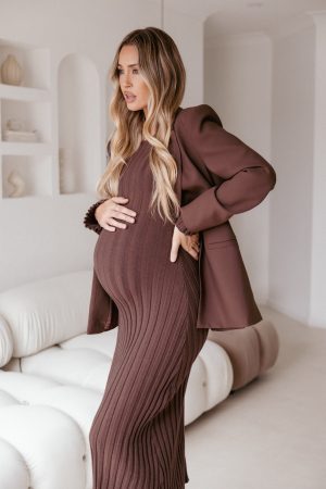 Jolene Long Sleeve Maxi Dress – Brown