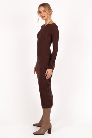 Jolene Long Sleeve Maxi Dress – Brown
