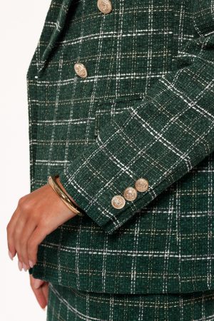 Jules Twill Plaid Blazer – Green