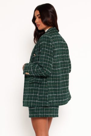 Jules Twill Plaid Blazer – Green