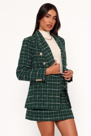 Jules Twill Plaid Blazer – Green