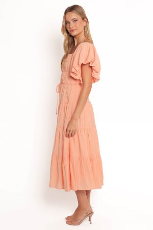 Julie Off Shoulder Midi Dress – Peach