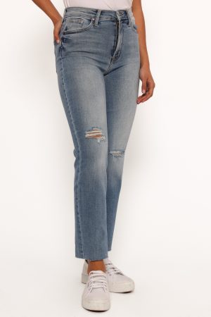 Just Black Distressed Slim Leg Jean – Light Denim