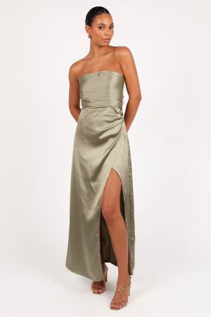 Kara Strapless Maxi Dress – Olive