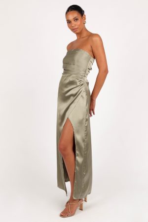 Kara Strapless Maxi Dress – Olive