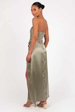 Kara Strapless Maxi Dress – Olive