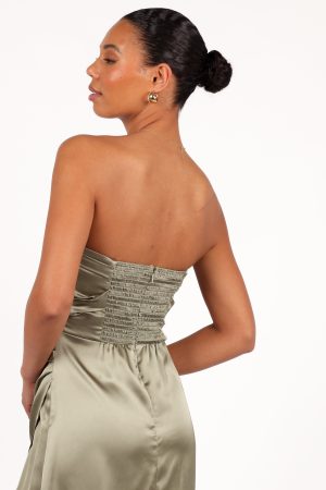 Kara Strapless Maxi Dress – Olive