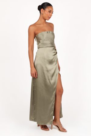 Kara Strapless Maxi Dress – Olive