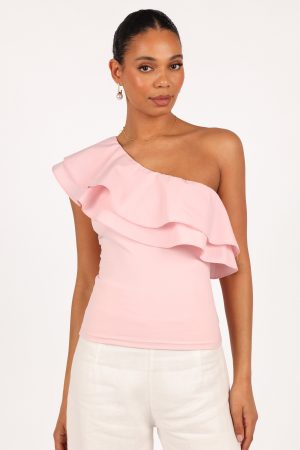 Kate One Shoulder Top – Petal Pink