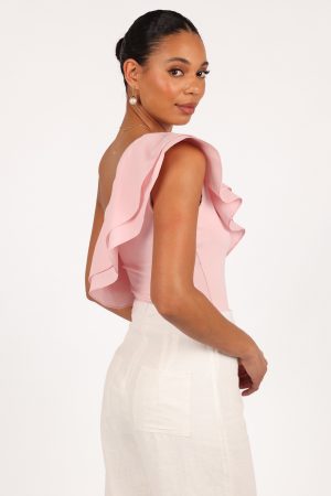 Kate One Shoulder Top – Petal Pink