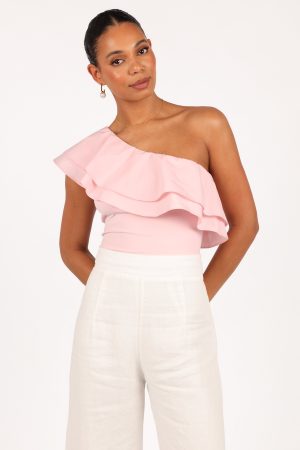 Kate One Shoulder Top – Petal Pink