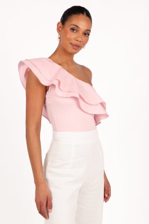 Kate One Shoulder Top – Petal Pink
