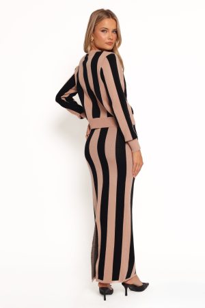 Katin Knit Skirt Set – Black Brown Stripe