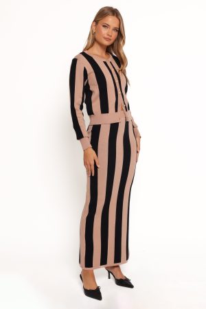 Katin Knit Skirt Set – Black Brown Stripe