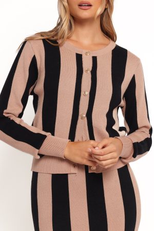 Katin Knit Skirt Set – Black Brown Stripe