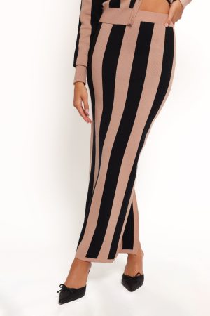 Katin Knit Skirt Set – Black Brown Stripe