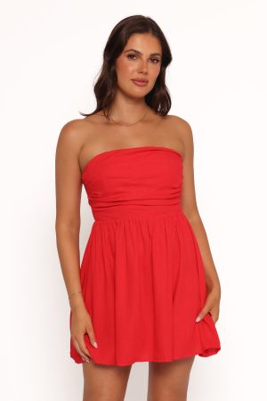 Katy Strapless Mini Dress – Red