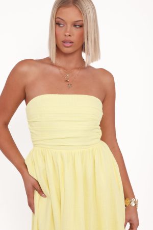 Kayt Strapless Dress – Butter Yellow
