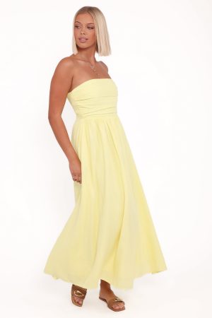 Kayt Strapless Dress – Butter Yellow