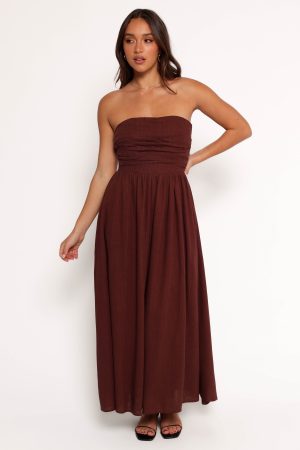 Kayt Strapless Dress – Chocolate Brown
