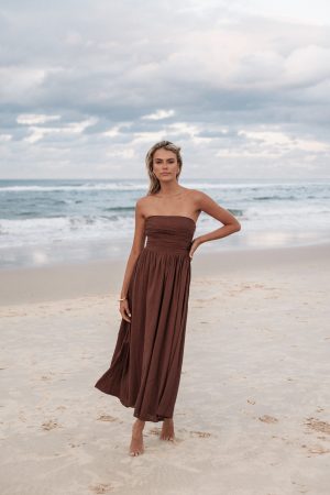 Kayt Strapless Dress – Chocolate Brown