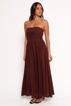 Kayt Strapless Dress – Chocolate Brown