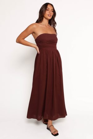 Kayt Strapless Dress – Chocolate Brown