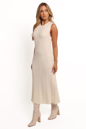 Kellie Knit Midi Dress – White