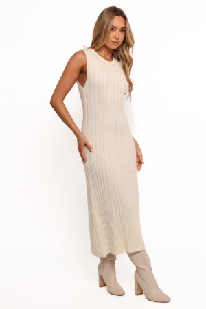 Kellie Knit Midi Dress – White