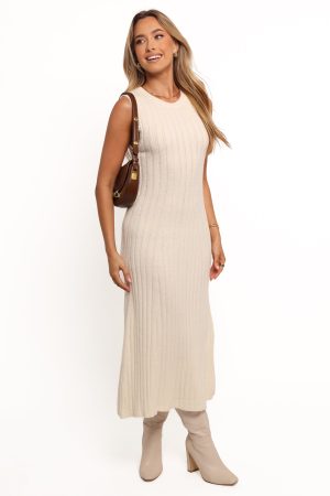 Kellie Knit Midi Dress – White