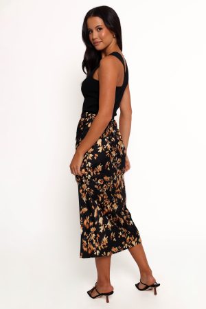 Kenna Satin Midi Skirt – Midnight Glow