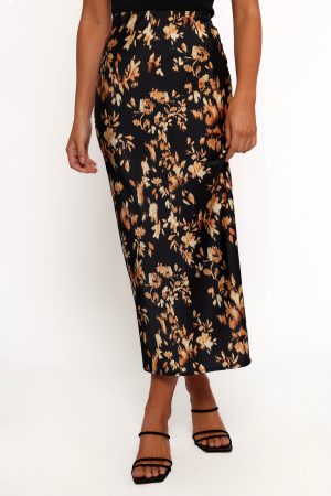 Kenna Satin Midi Skirt – Midnight Glow