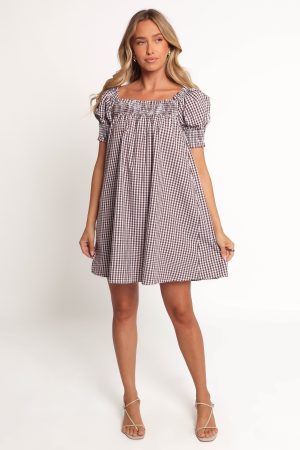 Kennedy Smock Mini Dress – Chocolate Gingham